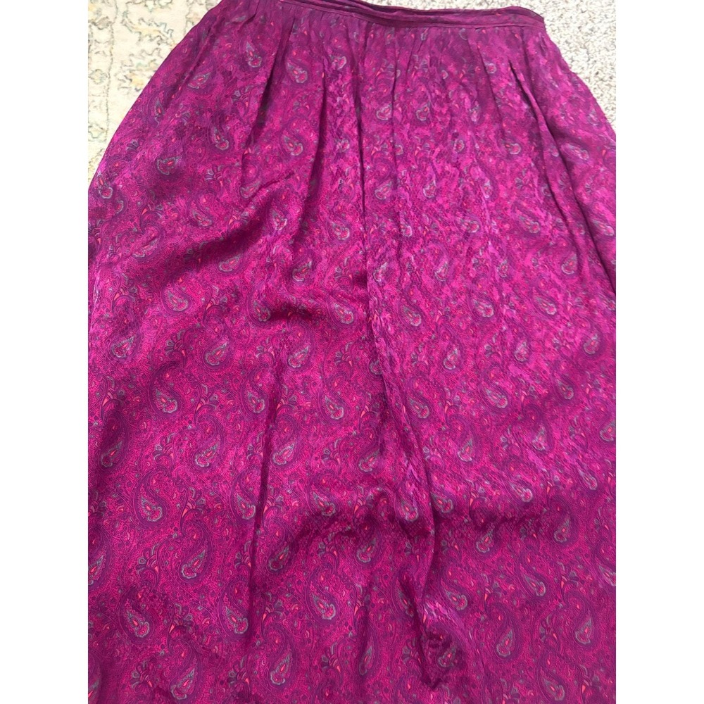 Vintage 90s Levante 100% Silk Paisley Midi Skirt Women's Size 12 - Picture 2 of 8
